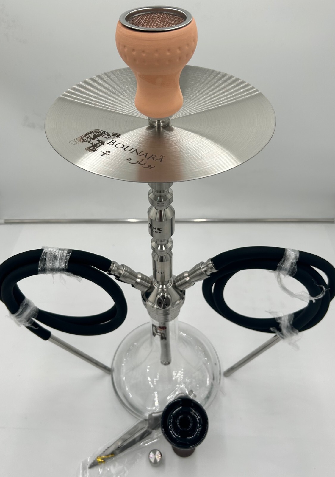 Hookah Shisha Heavy Duty Stainless Steel Complete Set, shared two hoses 24