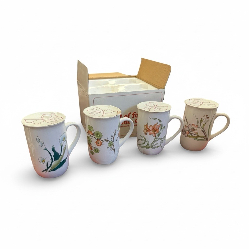 Vintage Designer Mug Set of 4 NEW Sealed Boxed Almar Korea