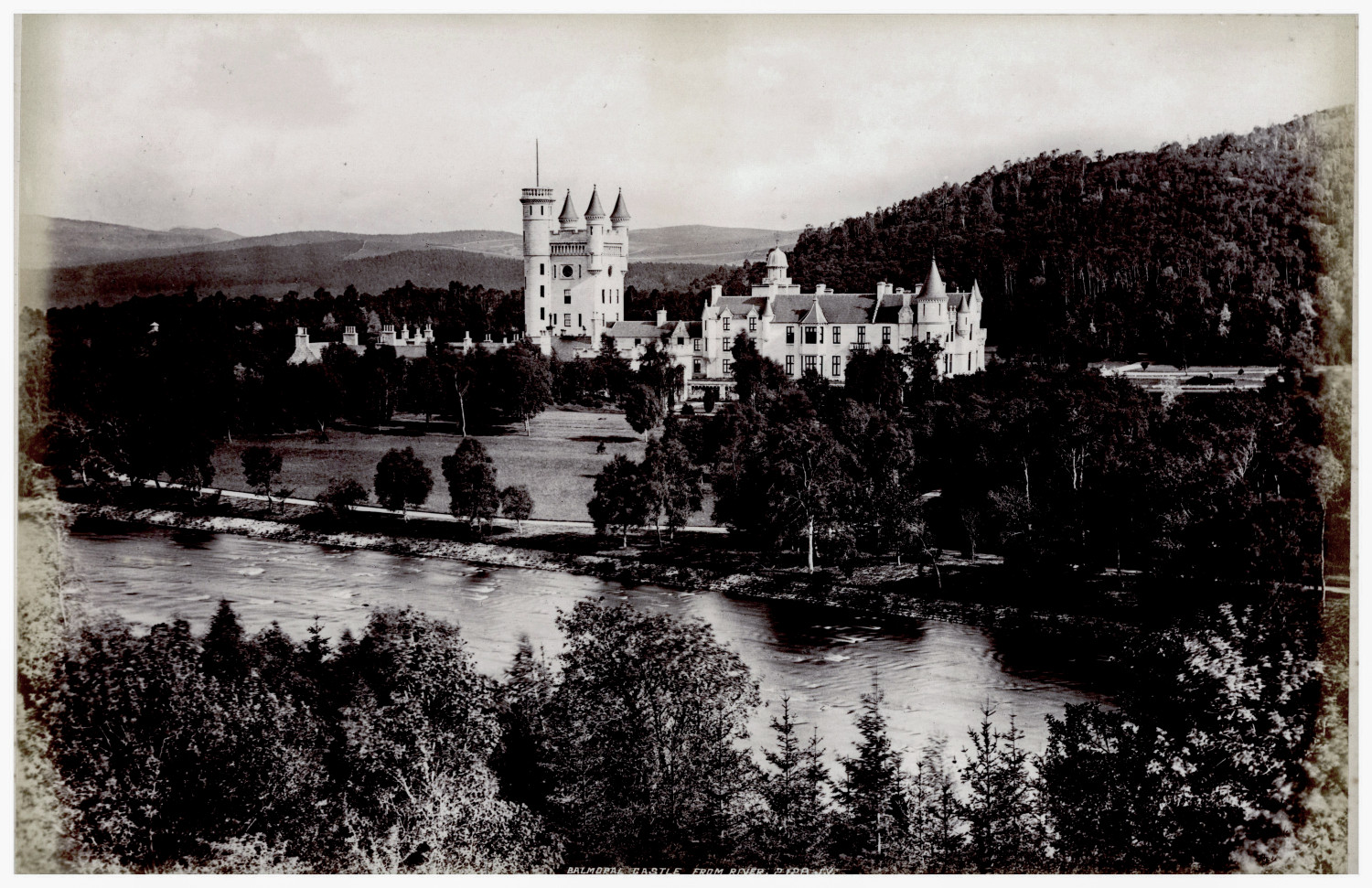Scotland, Balmoral Castle, J.V. Vintage Print, Albumen Print 19.5x30  