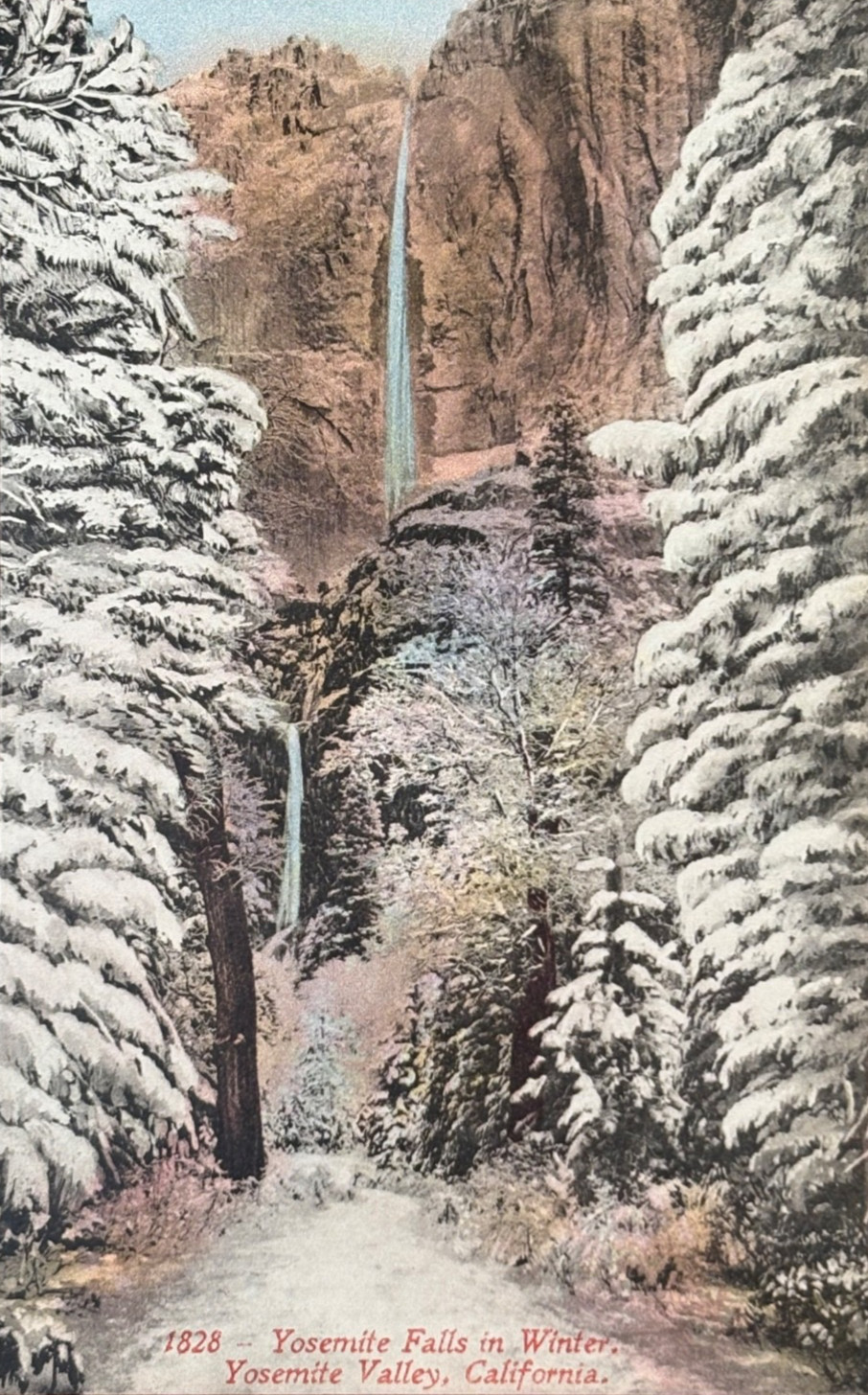 Original c1910 Yosemite Falls Winter Yellowstone National Park Postcard