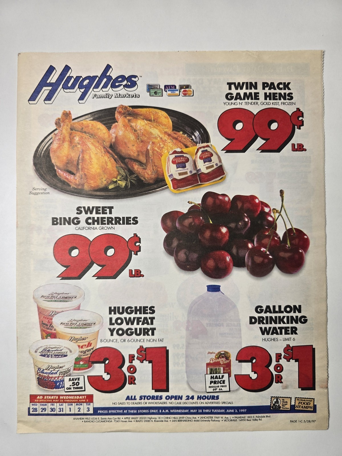 1997 Hughes Family Markets Circular Palmdale CA Downey Savings 8 Pages Original
