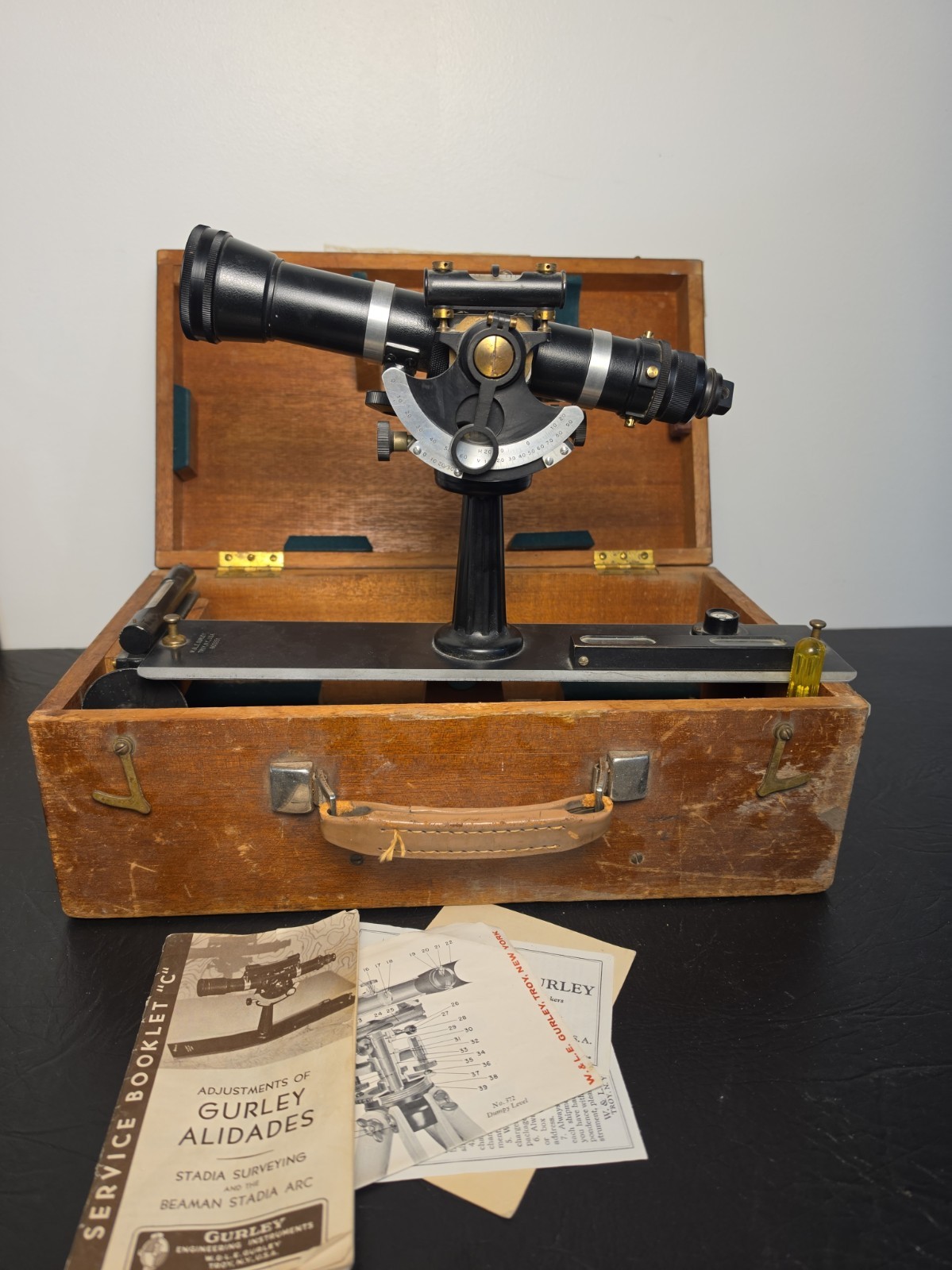 Vtg Gurley Model 580 Explorers Alidade Surveying Instrument in Case Transit