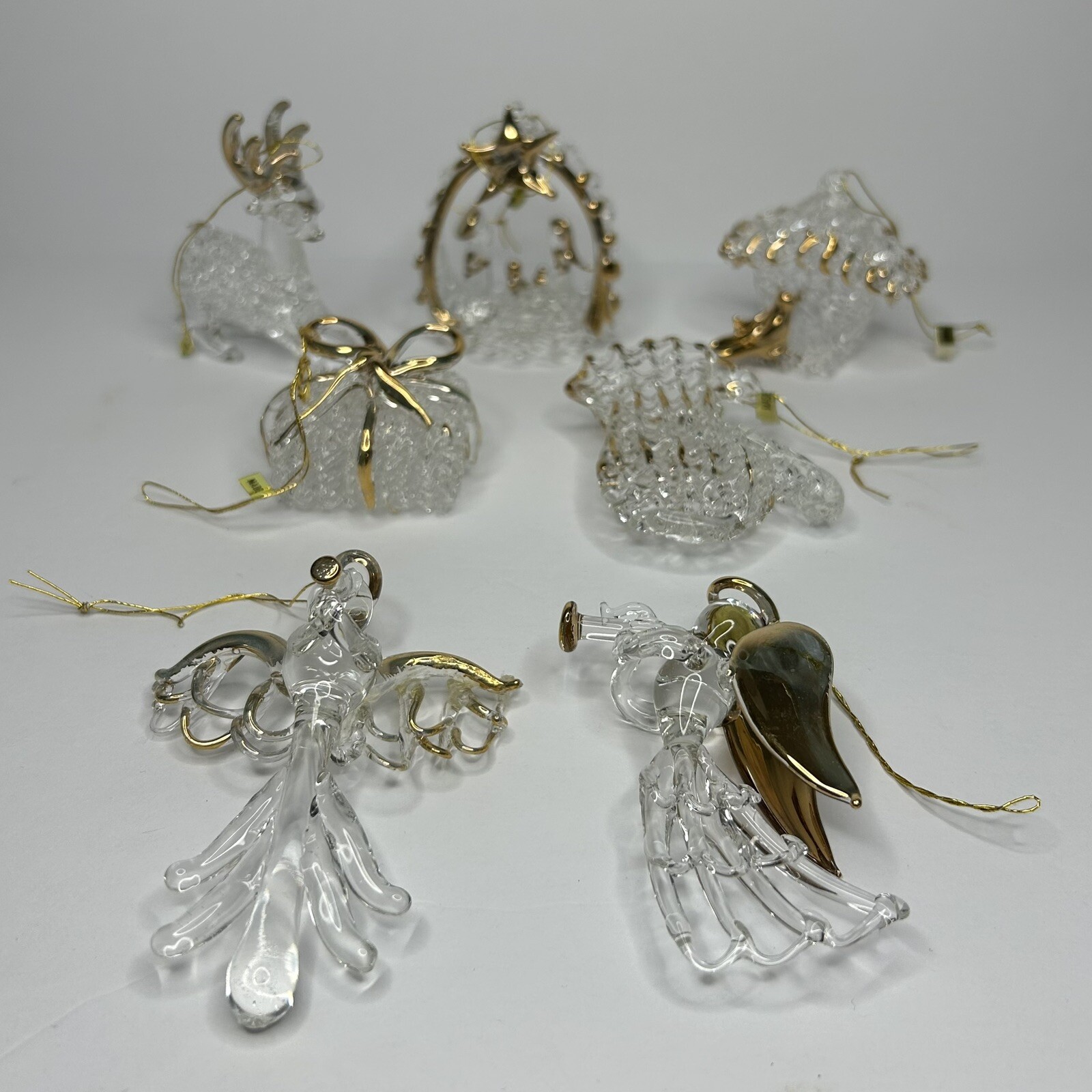 Vtg. Terry’s Village Handspun Glass Christmas Ornaments - Lot Of 7 - Retro Decor