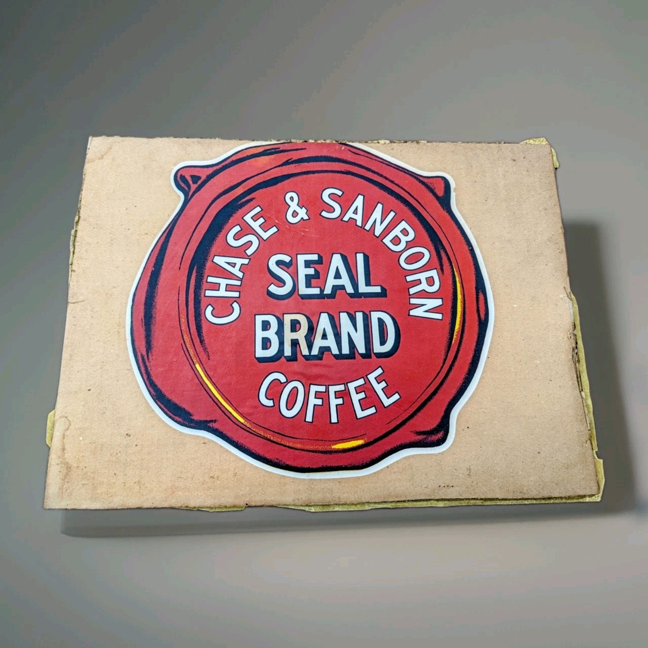 Vintage Chase & Sanborn Seal Brand Coffee Die-Cut Sign 1930s Advertising Framed