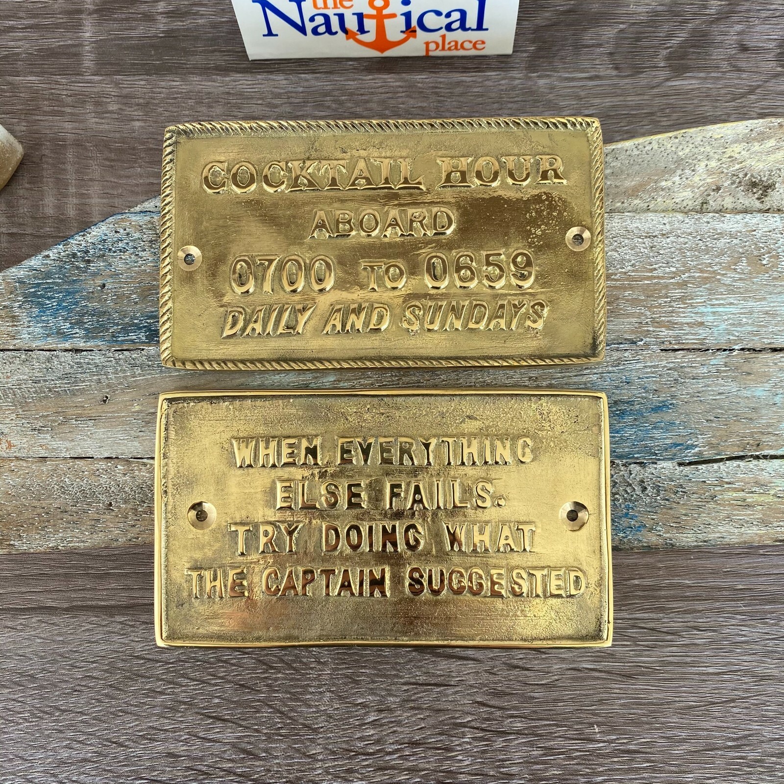 Solid Brass Door Signs, Captain Suggested, Cocktail Hour, Nautical Wall Decor