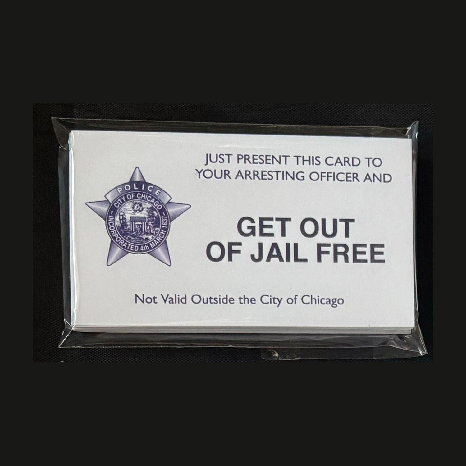 CHICAGO POLICE NOVELTY BUSINESS CARDS SET of 25: Get Out of Jail Free - Free S&H