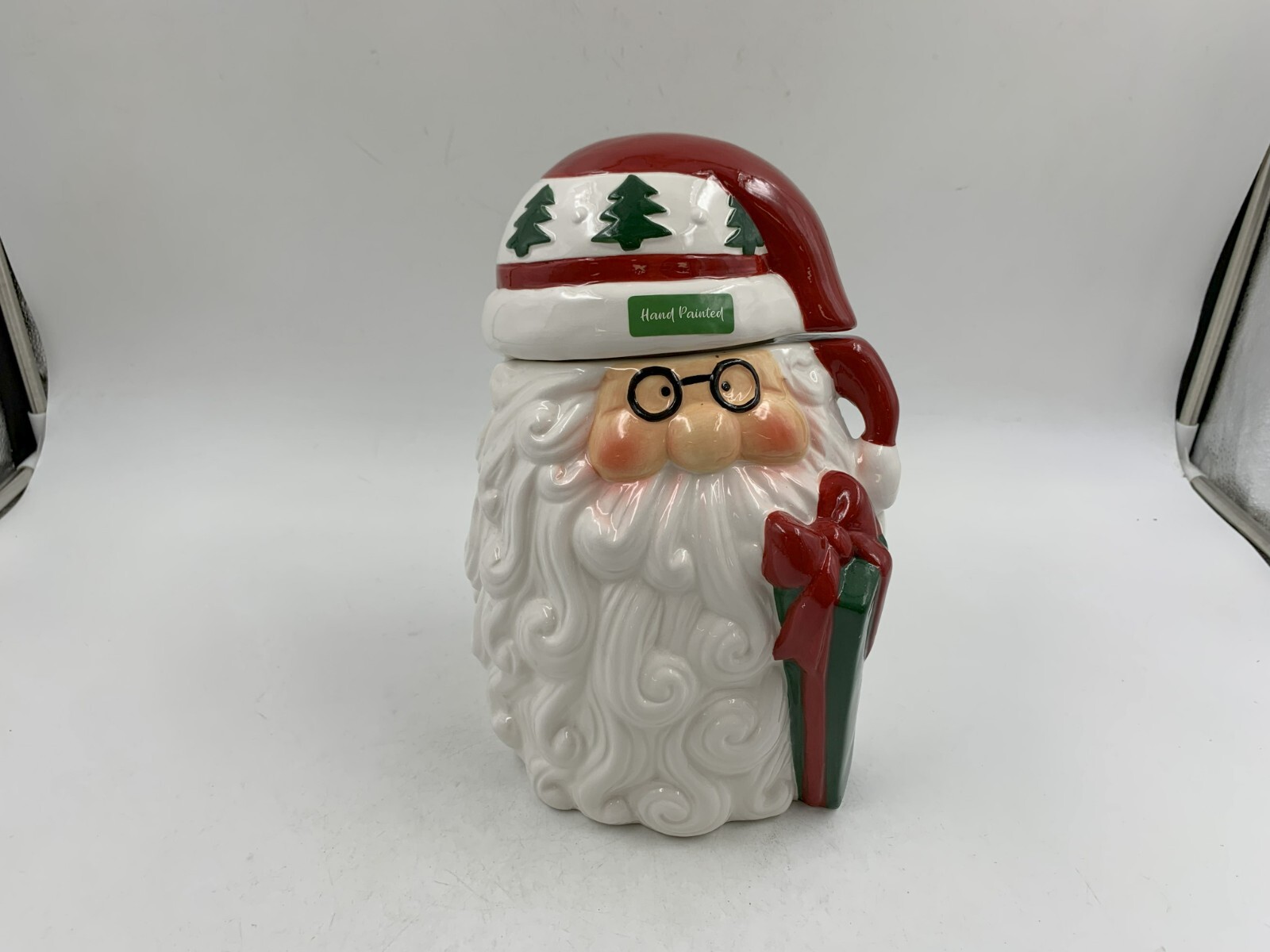 Transpac Ceramic 11in Hand Painted Santa with Glasses Cookie Jar AA02B05031