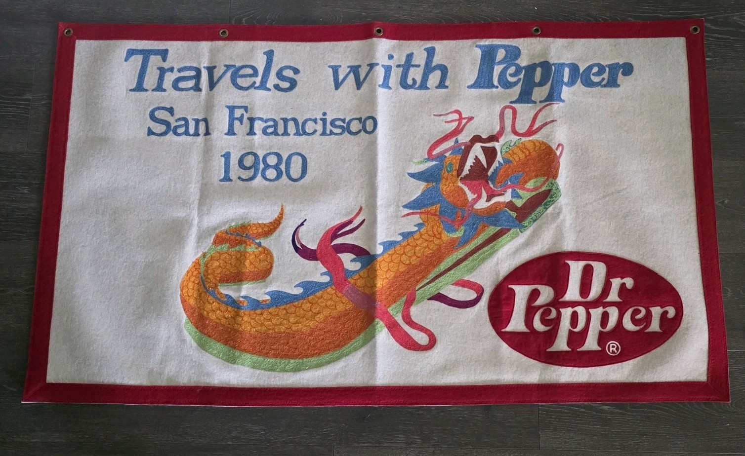 VTG Rare 1980 Dr Pepper Felt Pennant Banner San Francisco Display Advertisement 