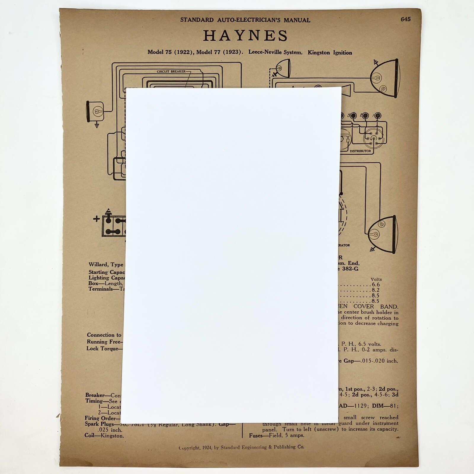 Vtg 1922 75 1923 57 77 Haynes Standard Auto Electricians Manual Wiring Diagram
