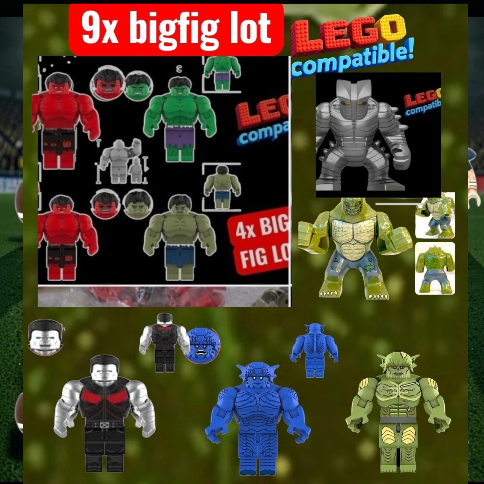 New 9x Lot Red Hulk COLOSSUS A-BOMB Marvel Custom Big Figures figure Bigfig DC