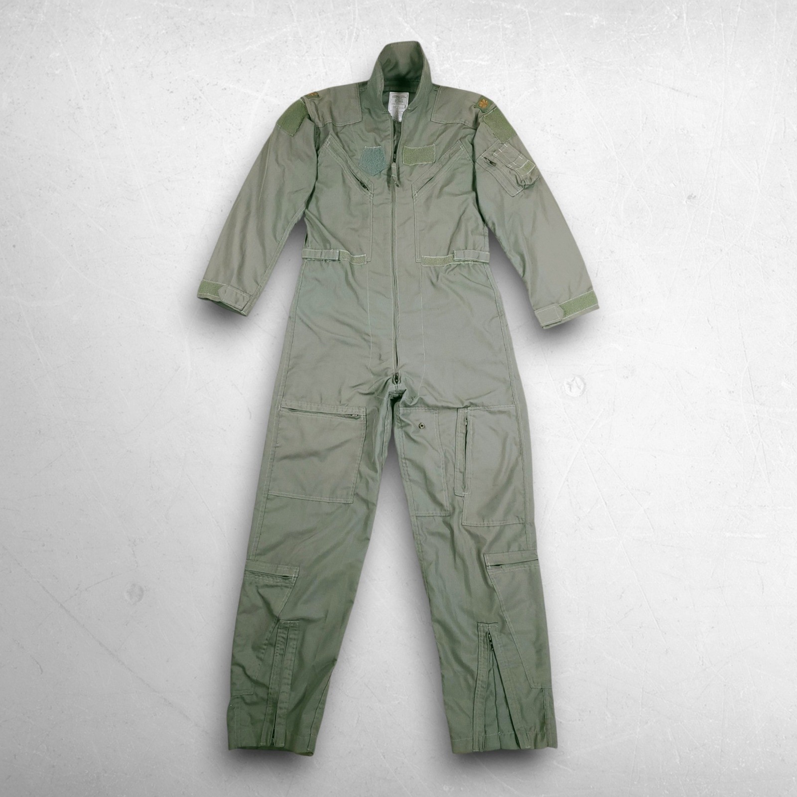 VTG 90s USAF Flyer\'s Coveralls Summer Fire Resistant 40L Sage Green Major Rank