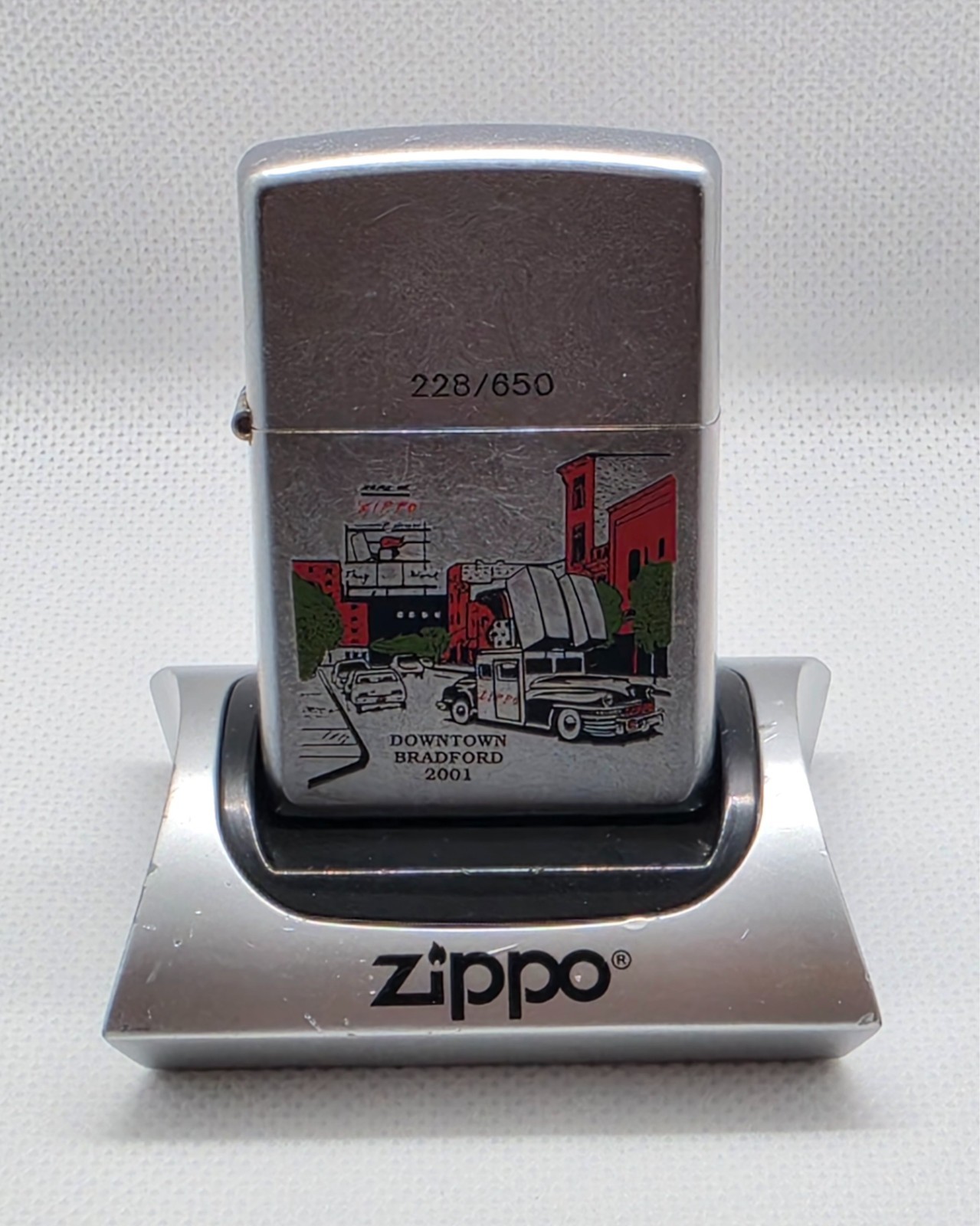Limited Edition 2001 Zippo Downtown Bradford Lighter - Mint Condition in Box