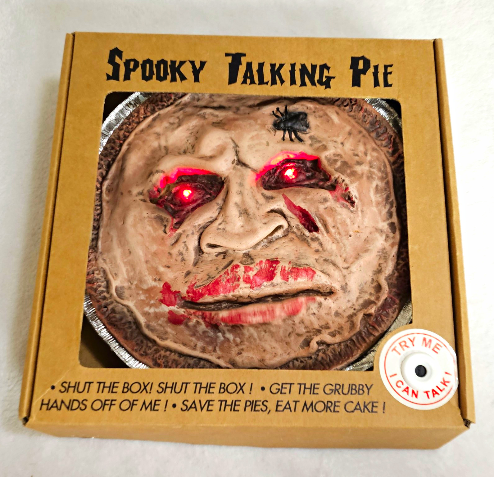 Gemmy 2018 Spooky Talking Pie Kmart Halloween Animatronic Prop RARE Working WT