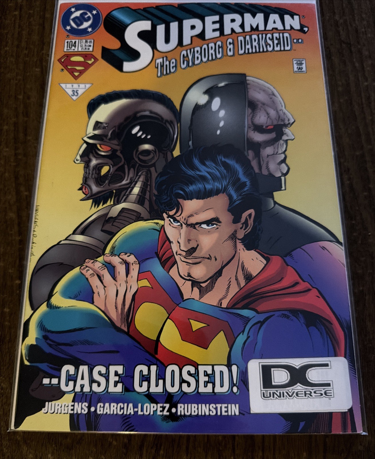 Superman #104 DC Universe STICKER Variant 1995 DCU Logo Darkseid