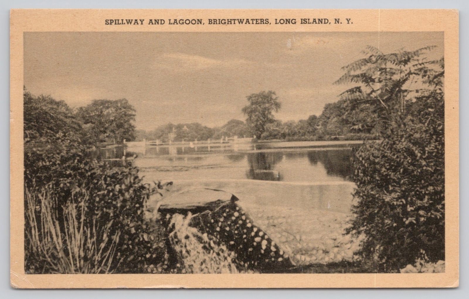 Postcard Spillway and Lagoon Brightwaters Long Island New York
