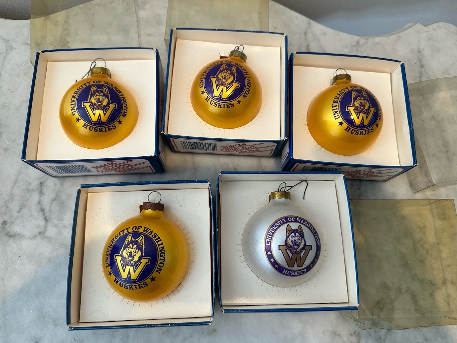 Vintage University of Washington UW Huskies Christmas Ornaments