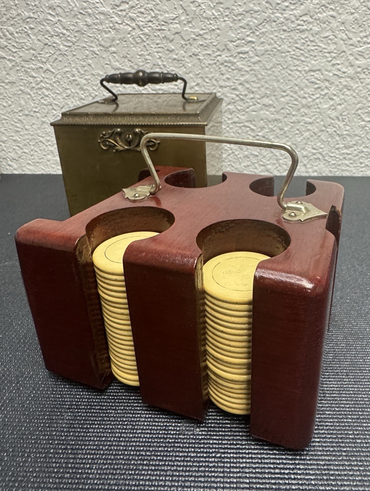Antique G.W. Gauss Co. Jewelers Poker Carousel With Clay Clover Poker Chips