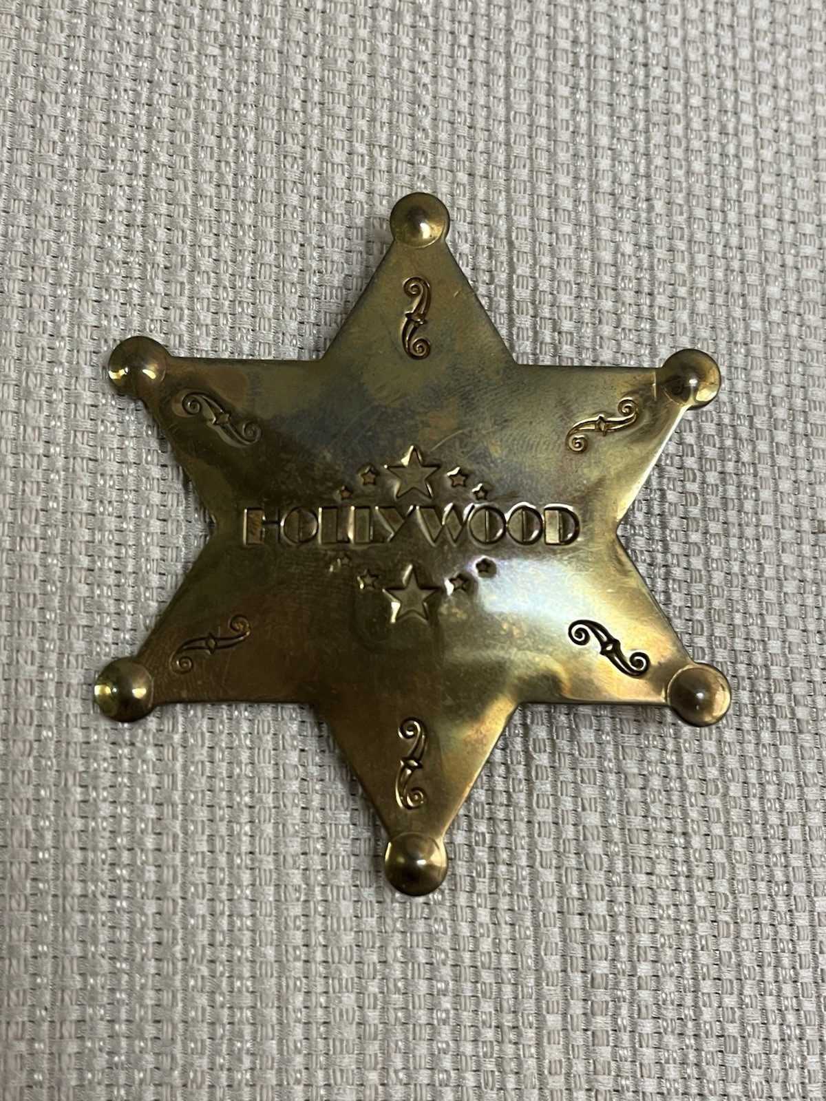 Vintage 1978 Hollywood Star-Shaped Sheriff Badge Brass Pin,Lowell Sigmund Inc