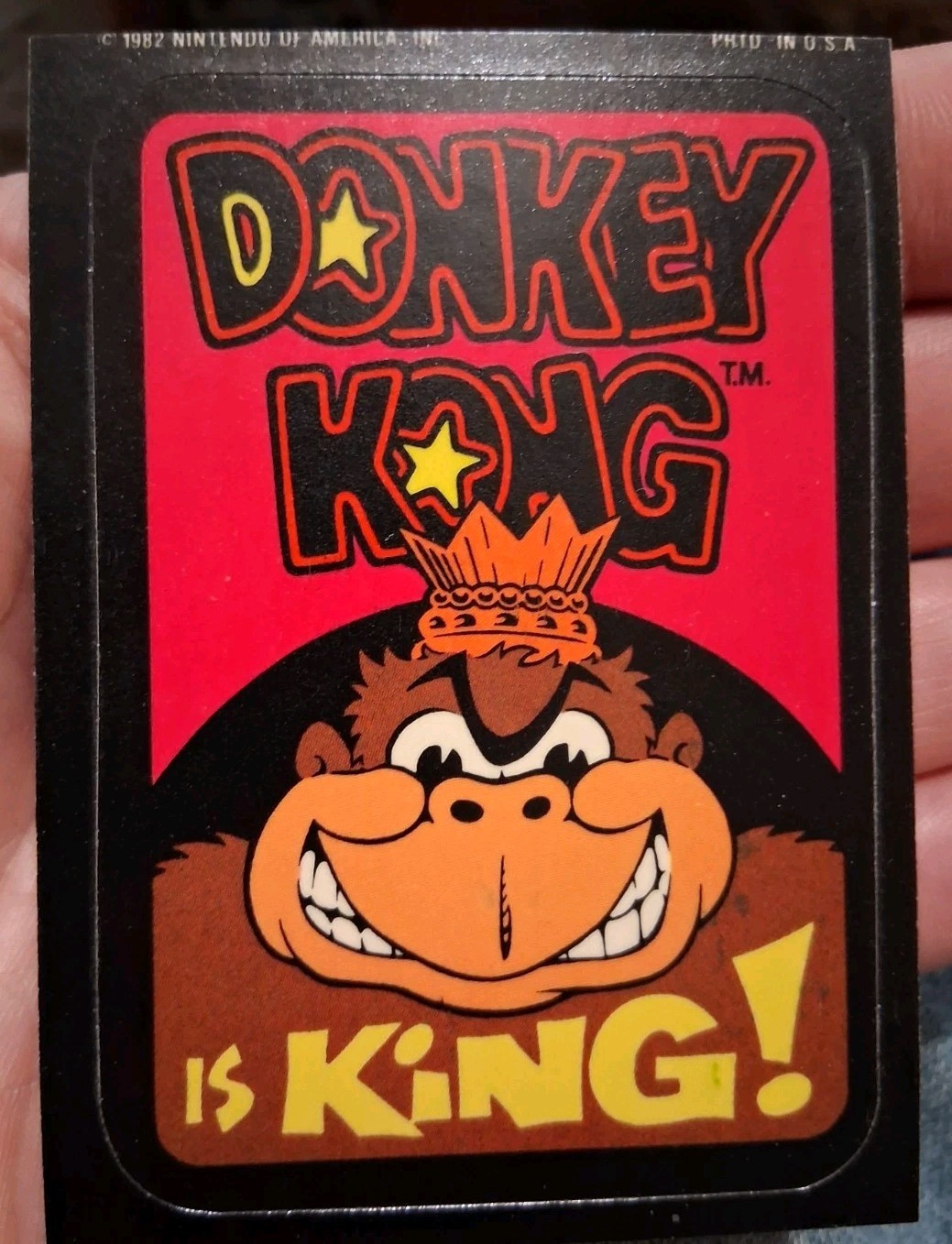 vintage 1982 Donkey Kong Is King Sticker Card Higher Grade