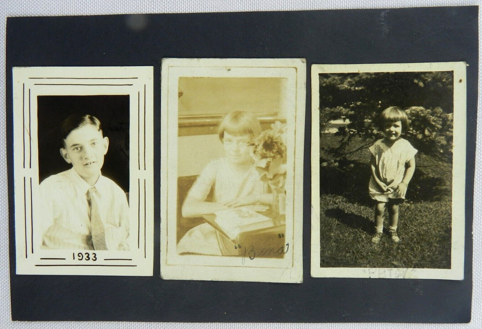Three Children in Formal Sunday Uniform School Portraits  - 1933- Photograph