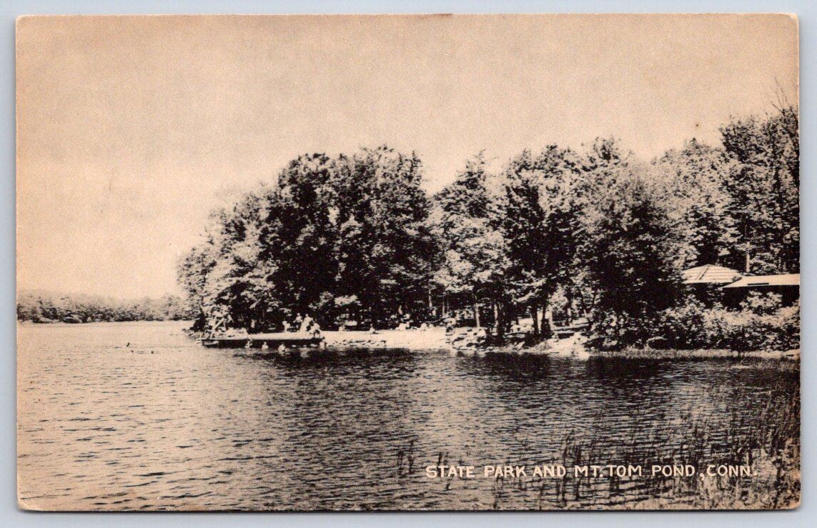 Antique Connecticut Postcard LITCHFIELD Mt Tom State Park Pond