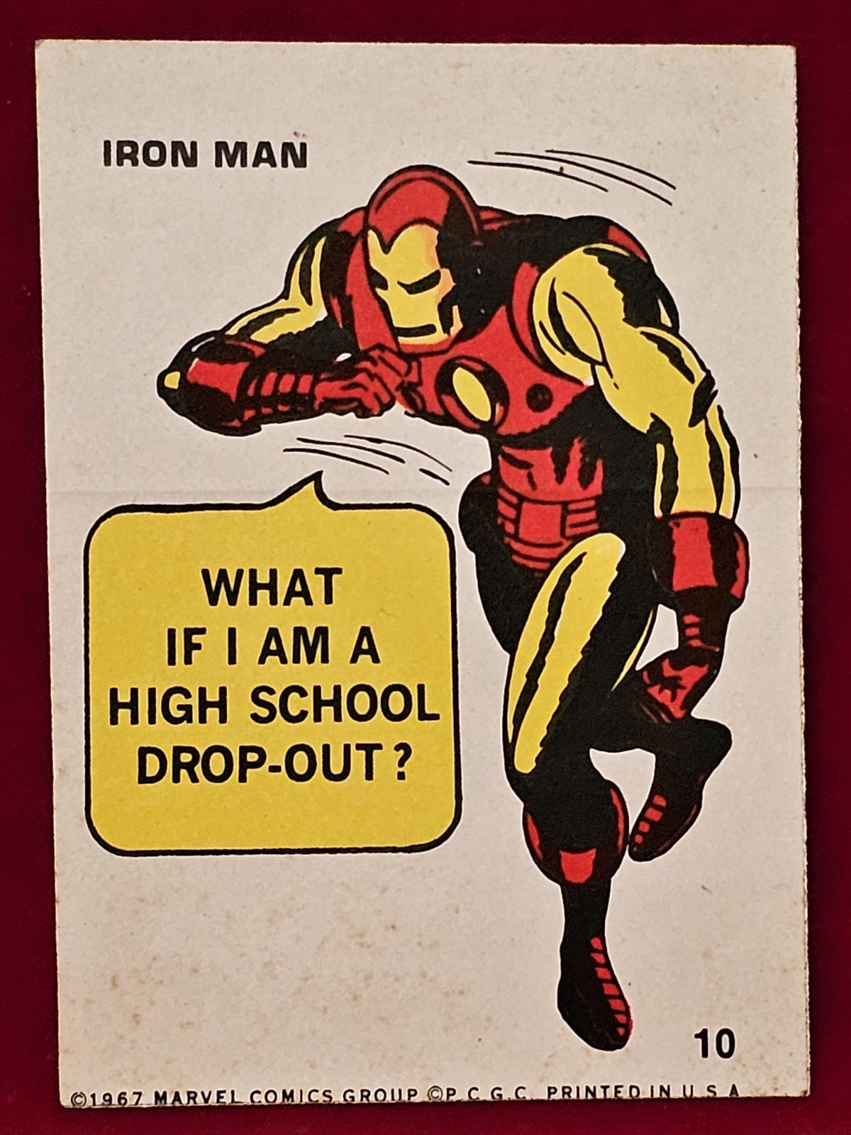 1967 IRON MAN Philadelphia Marvel Sticker Card #10 \
