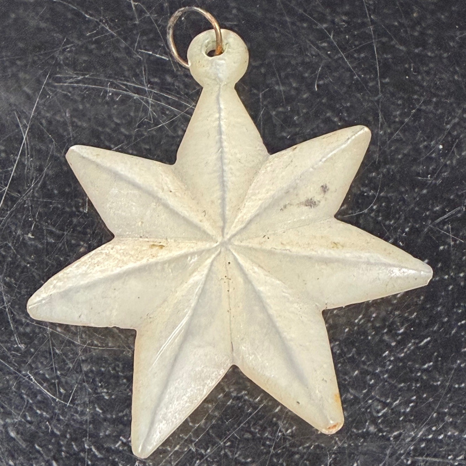 Vintage Celluloid 8-Point Star Pendant Cream Plastic Starburst Ornament 1.25\