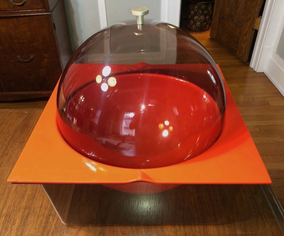 Atomic Mod Lucite Dome Ice Bucket Server Space Age Mid Century