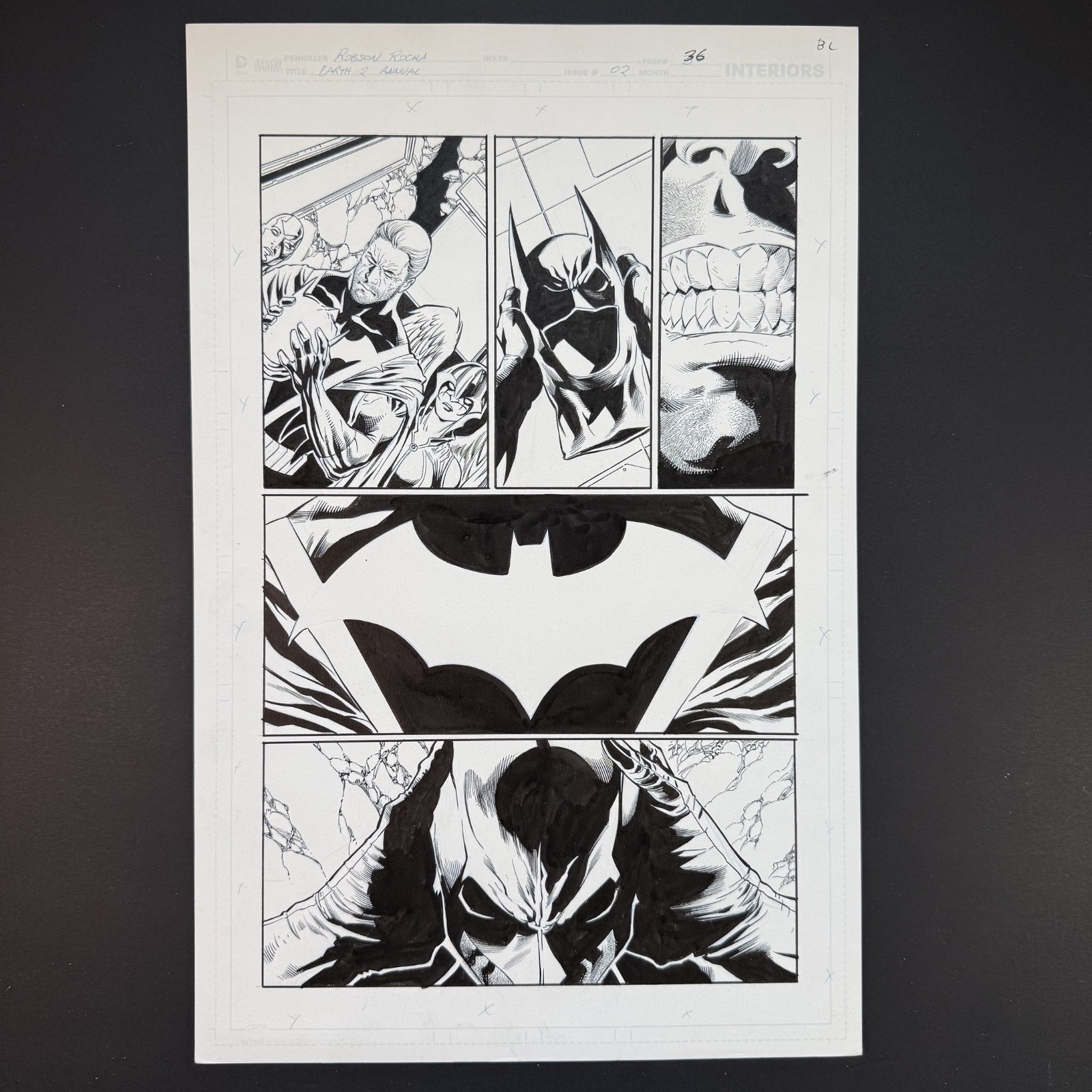 Batman Original Comic Art Earth 2 Annual 2 DC 2014 Thomas Wayne Rocha Hanna Inks
