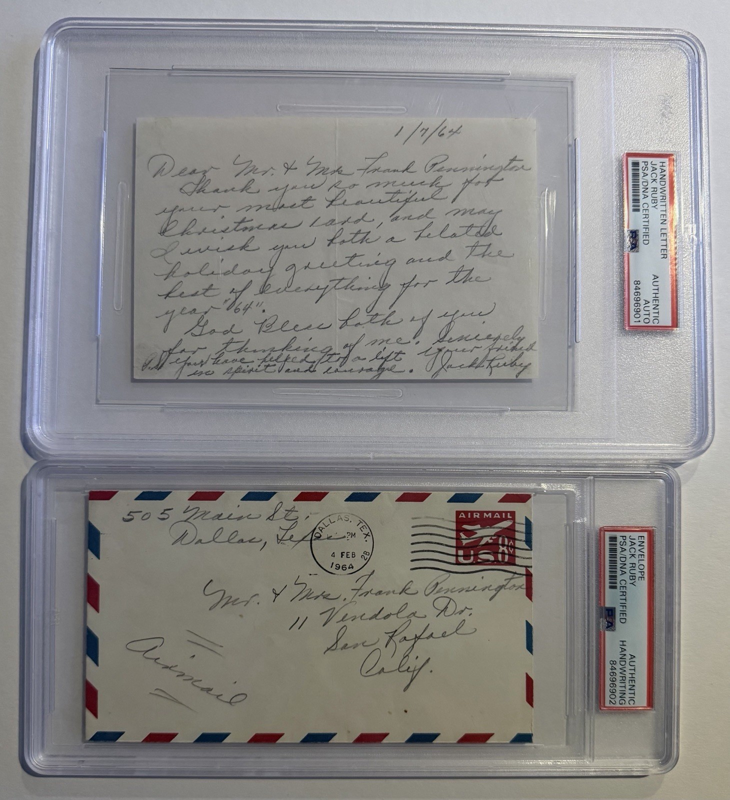 Jack Ruby 1964 Autograph Letter Signed - Sent From Jail - PSA Slabbed