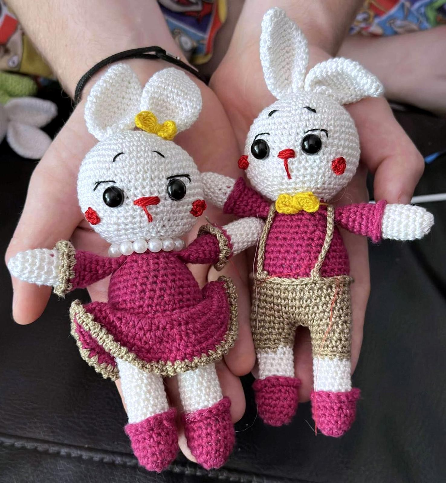 Adorable Handmade Crochet Bunny Dolls - Cute Plush Toy Couple