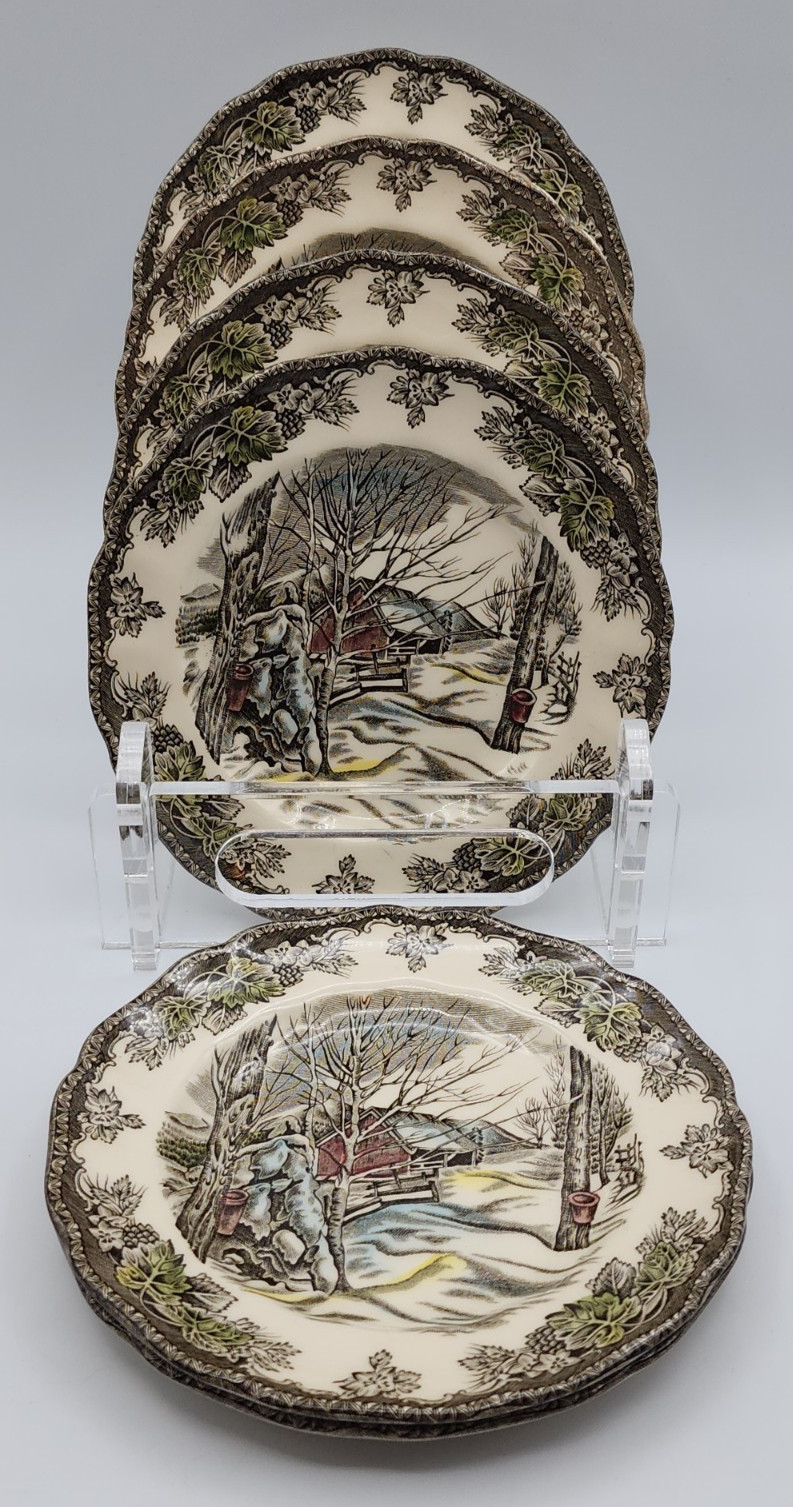Johnson Bros Friendly Village Bread & Butter Plates Sugar Maples 6 1/4