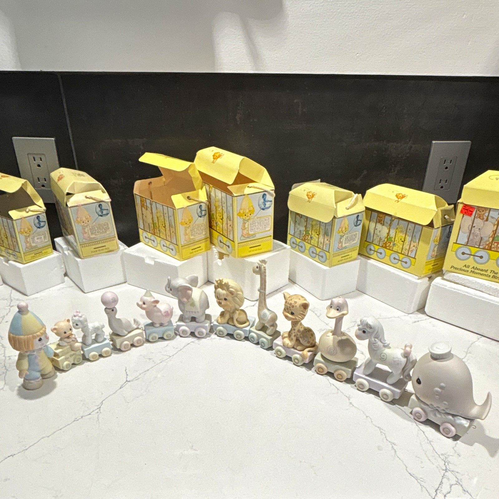 Enesco Precious Moments Birthday Train Porcelain Figurines Lot of 11 Boxed