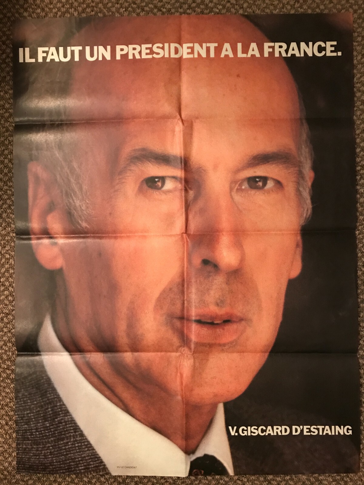 Vintage French Political Poster Valery Giscard D'Estaing, ca. 198, 77cm x 57cm