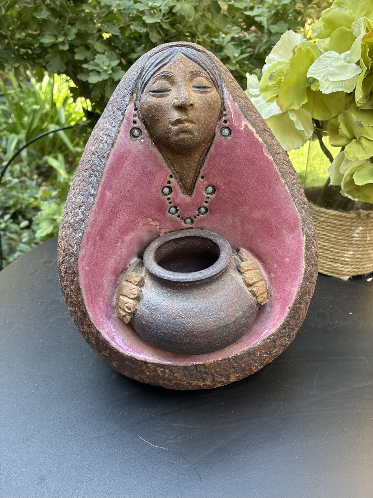 Vintage 1987 Floria Egri Southwestern Storyteller Clay Sculpture Signed Art