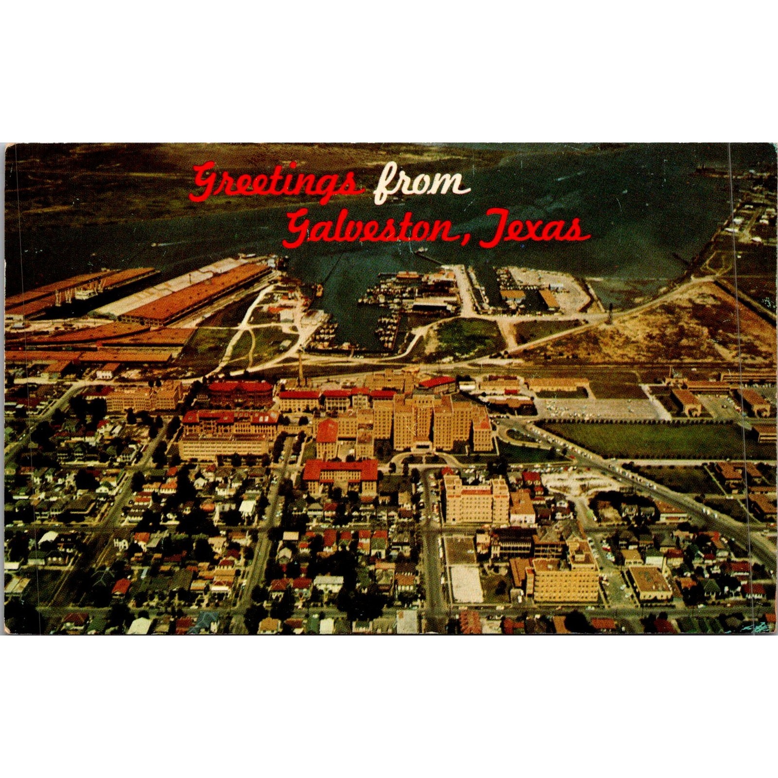 Aerial View of Galveston in Texas Vintage Postcard SP17-25