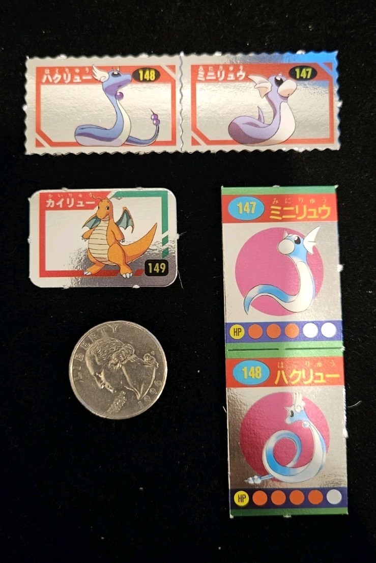 Pokemon 5 Silver Card Lot - Dratini Dragonair Dragonite - Youchien Shogakukan
