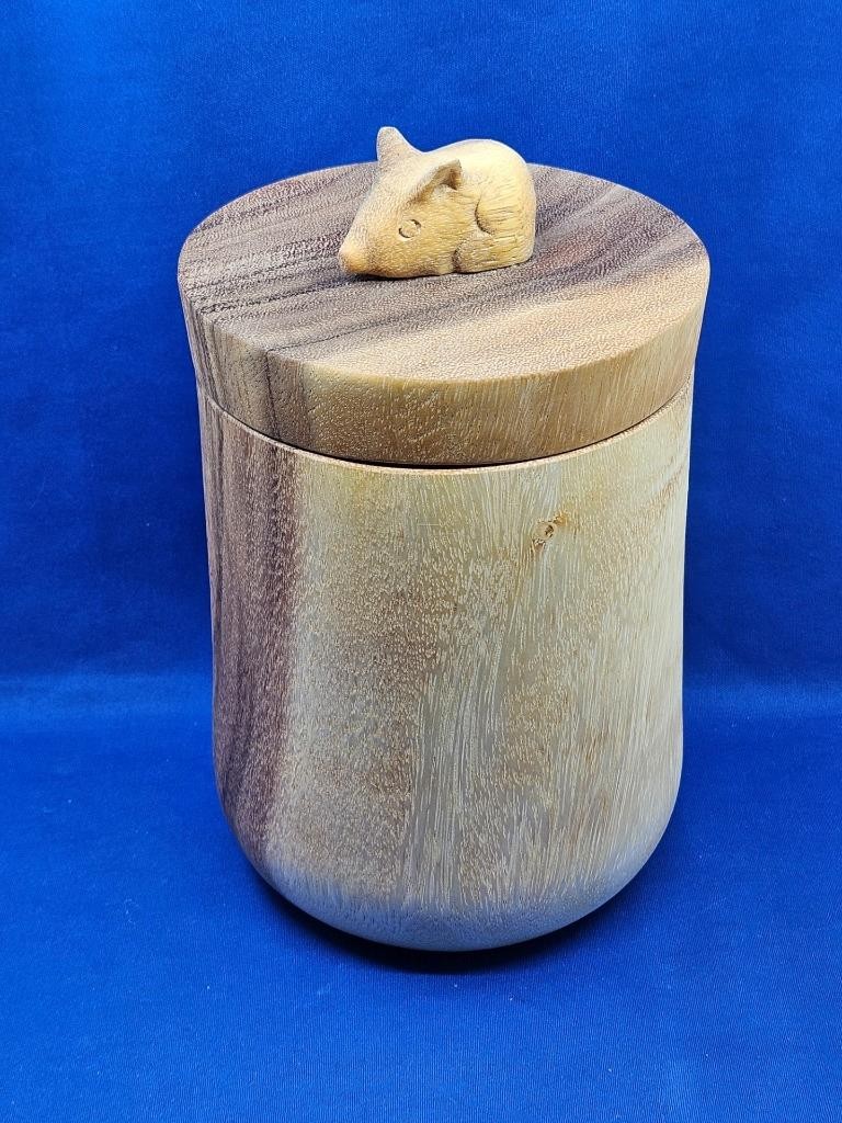 Anthropologie Terrain Solid Wood Forest Friends Mouse Canister 7