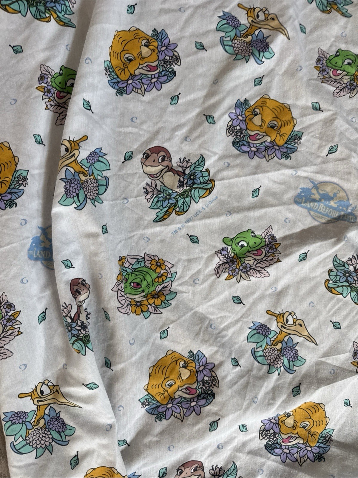Vtg 1987 Land Before Time Twin Fitted Sheet Fabric
