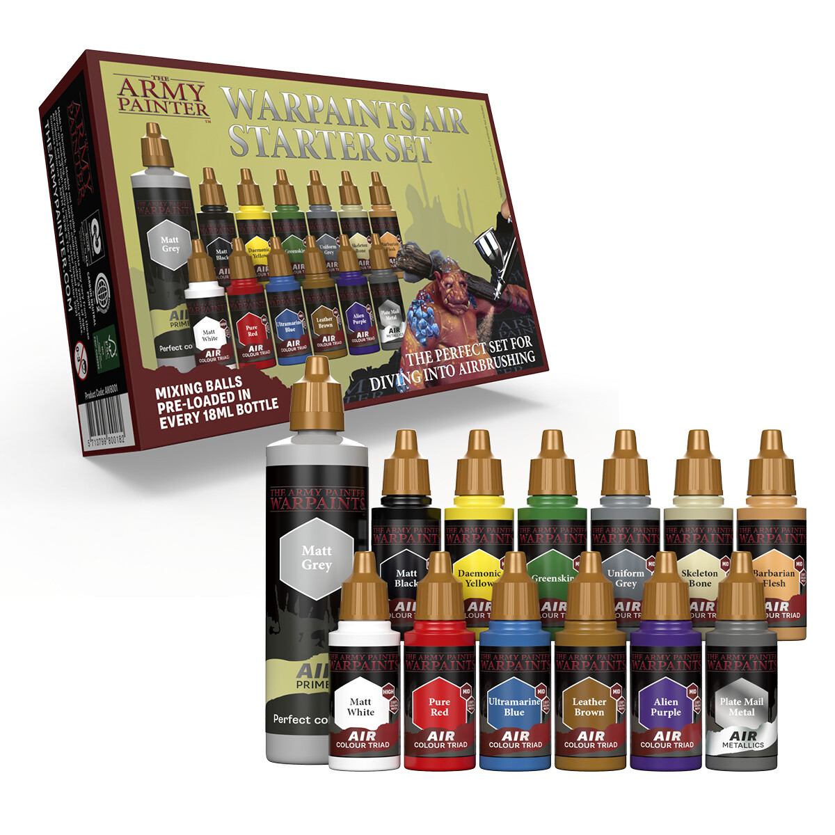 The Army Painter AW8001 - Warpaints Air Starter Set Paints Airbrush 