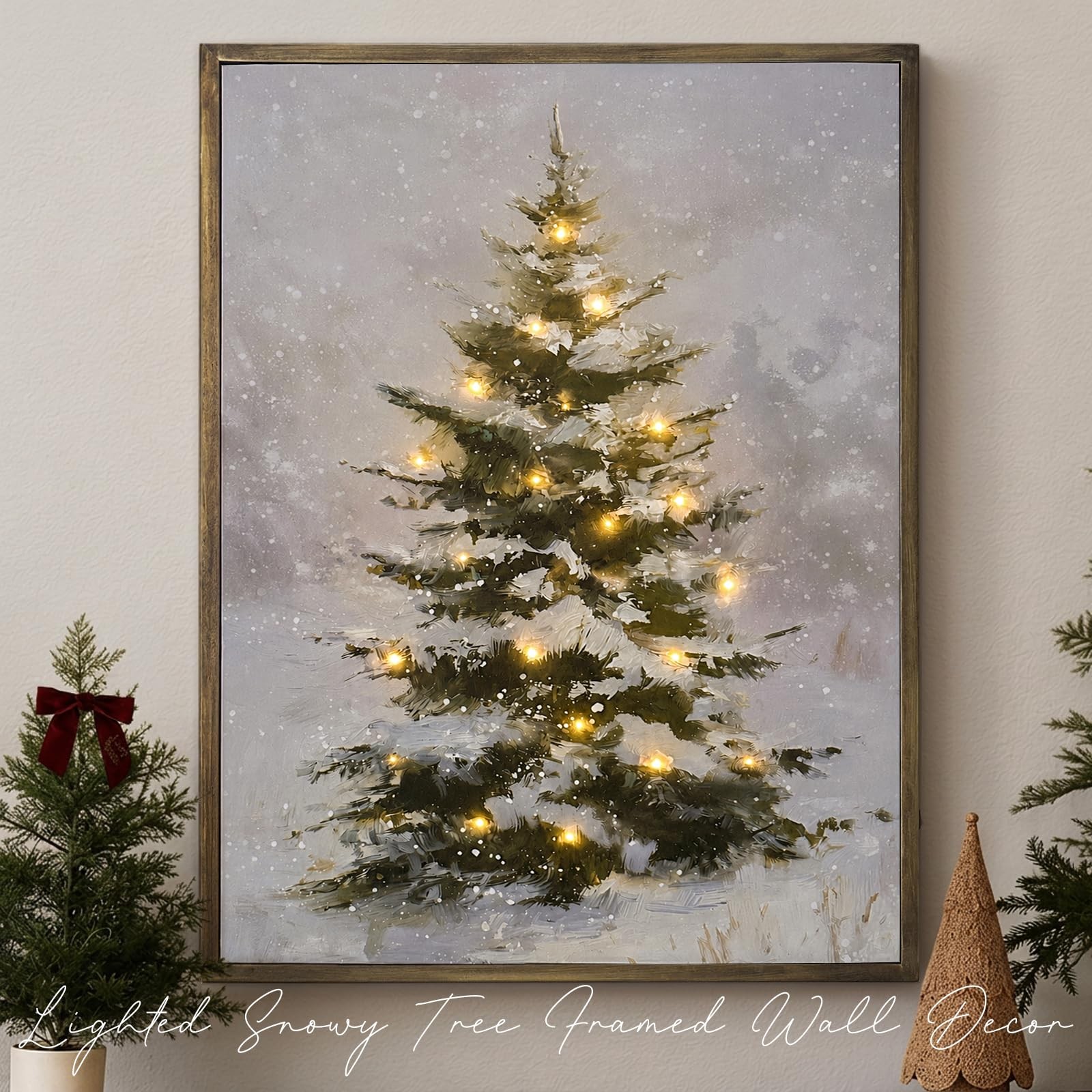 18x24 Lighted Snowy Tree Canvas Wall Art Decor Warm Glow Remote Timer 18x24 Lighted Snowy Tree Canvas Wall Art Decor Warm Glow Remote Timer