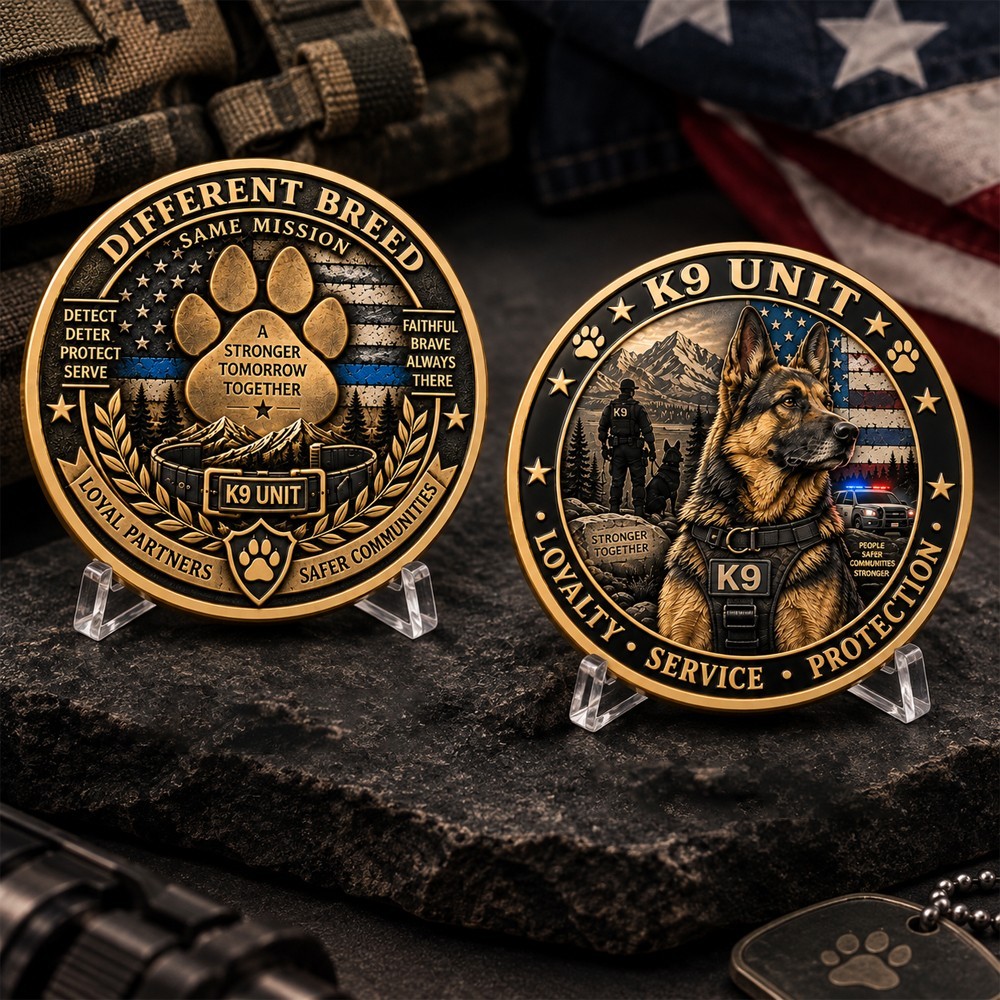 K9 Unit Challenge Coin Different Breed Same Mission Thin Blue Line Gift