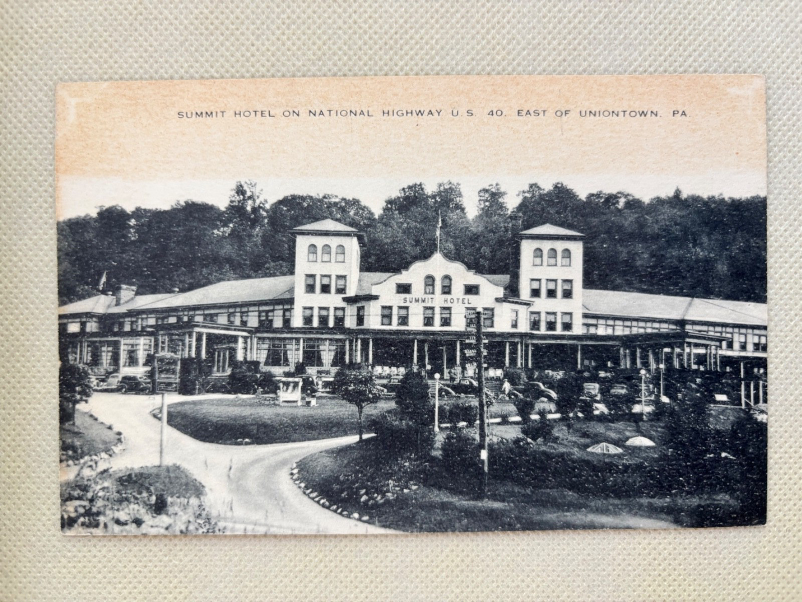 Uniontown PA Summit Hotel US 40 National Highway Vintage Postcard Artvue