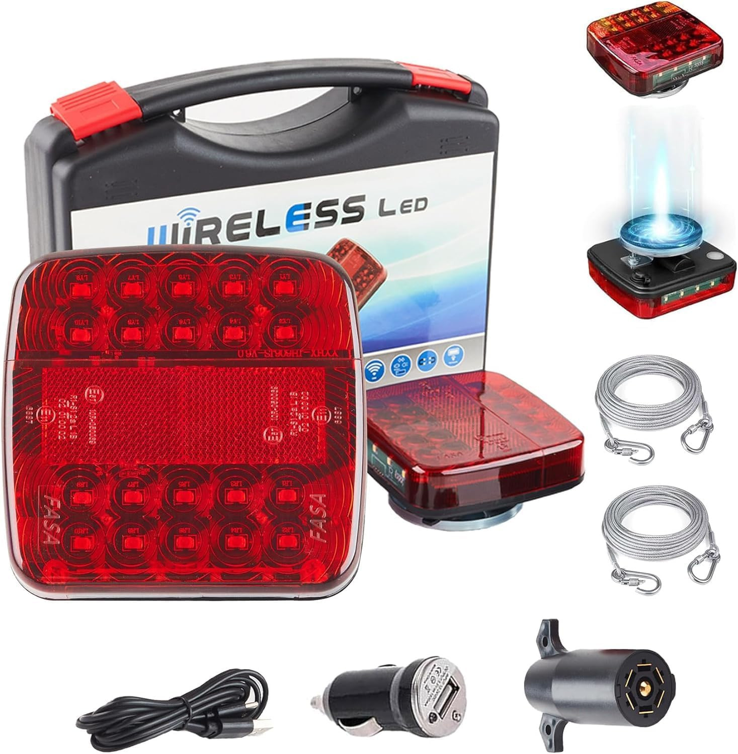 Wireless Trailer Lights Magnetic, Portable Wireless Trailer Lights Kit, with Bat