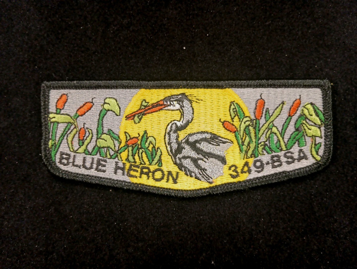 Vtg 1970s Blue Heron Lodge 349 OA Flap Patch S2 Cloth Back Standing Bird  New