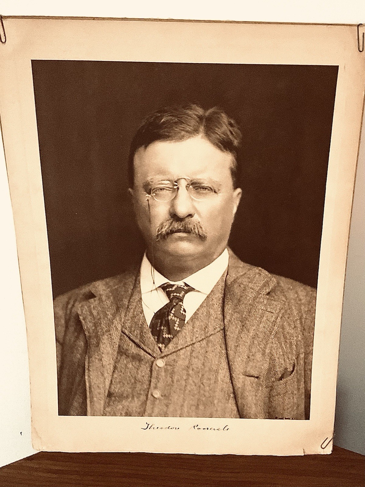 Beautiful President Theodore Teddy Roosevelt Signed 1800's Patch Bros NY 20”x15”