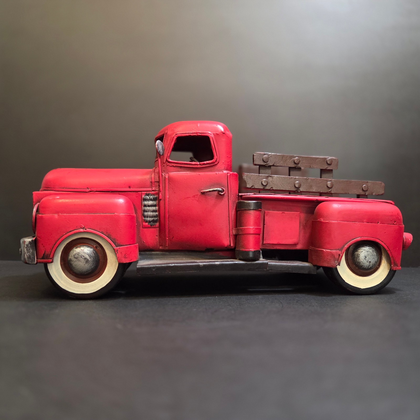 Jayland Red Metal Pickup Truck 12” Vintage Style Farmhouse Rustic Tabletop Decor