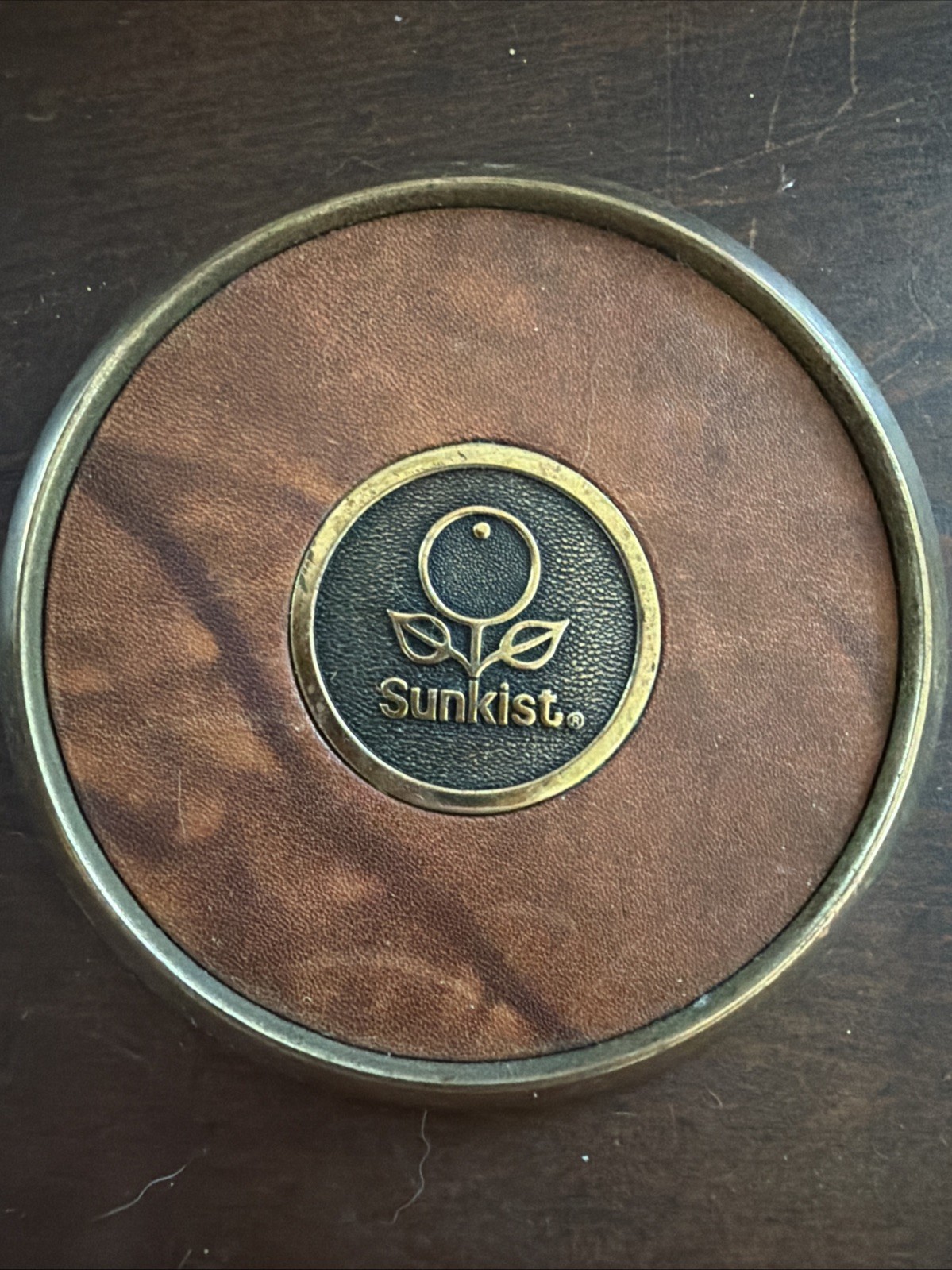 Rare 3 Vintage Promotional Sunkist Orange Logo Round Coaster Advertising Brass