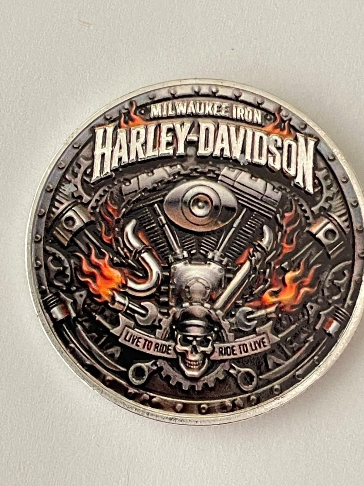 HARLEY-DAVIDSON RIDE FREE COIN, HARLEY TOKEN, HARLEY ROUND, challenge coin