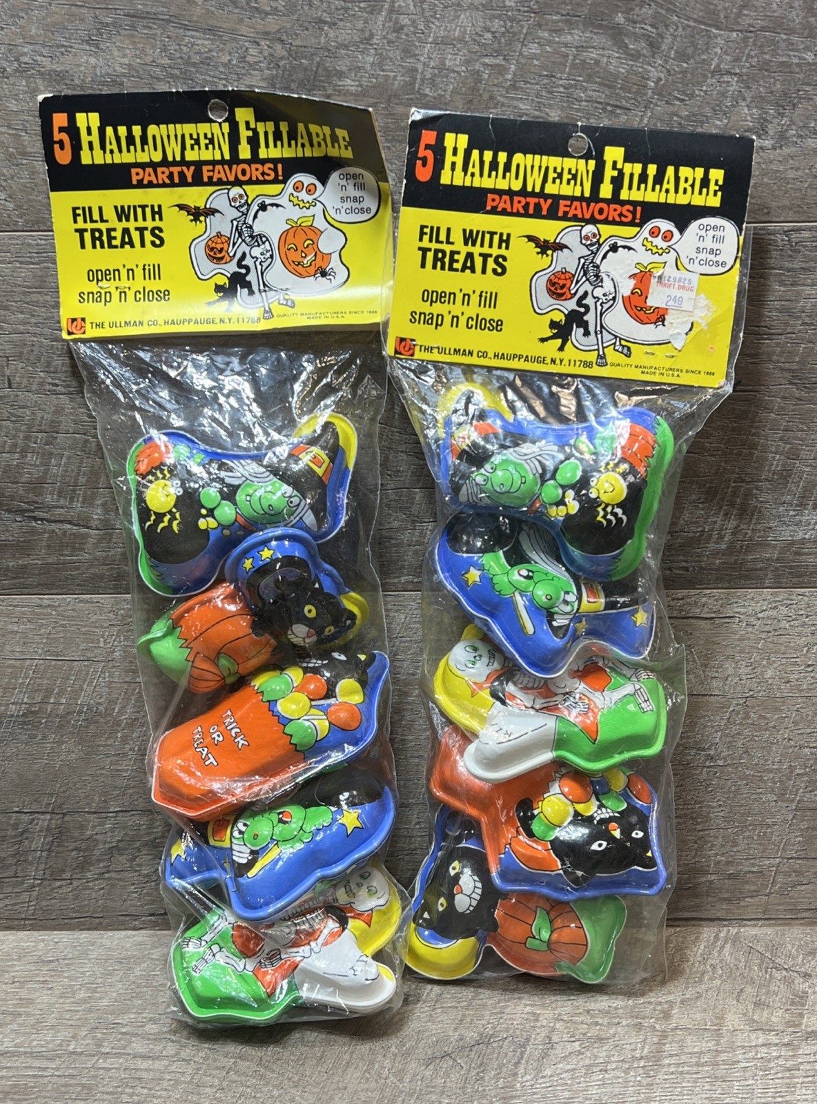 Vintage 80s Halloween Fillable Party Favors Candy Containers Skeleton Witch Cat
